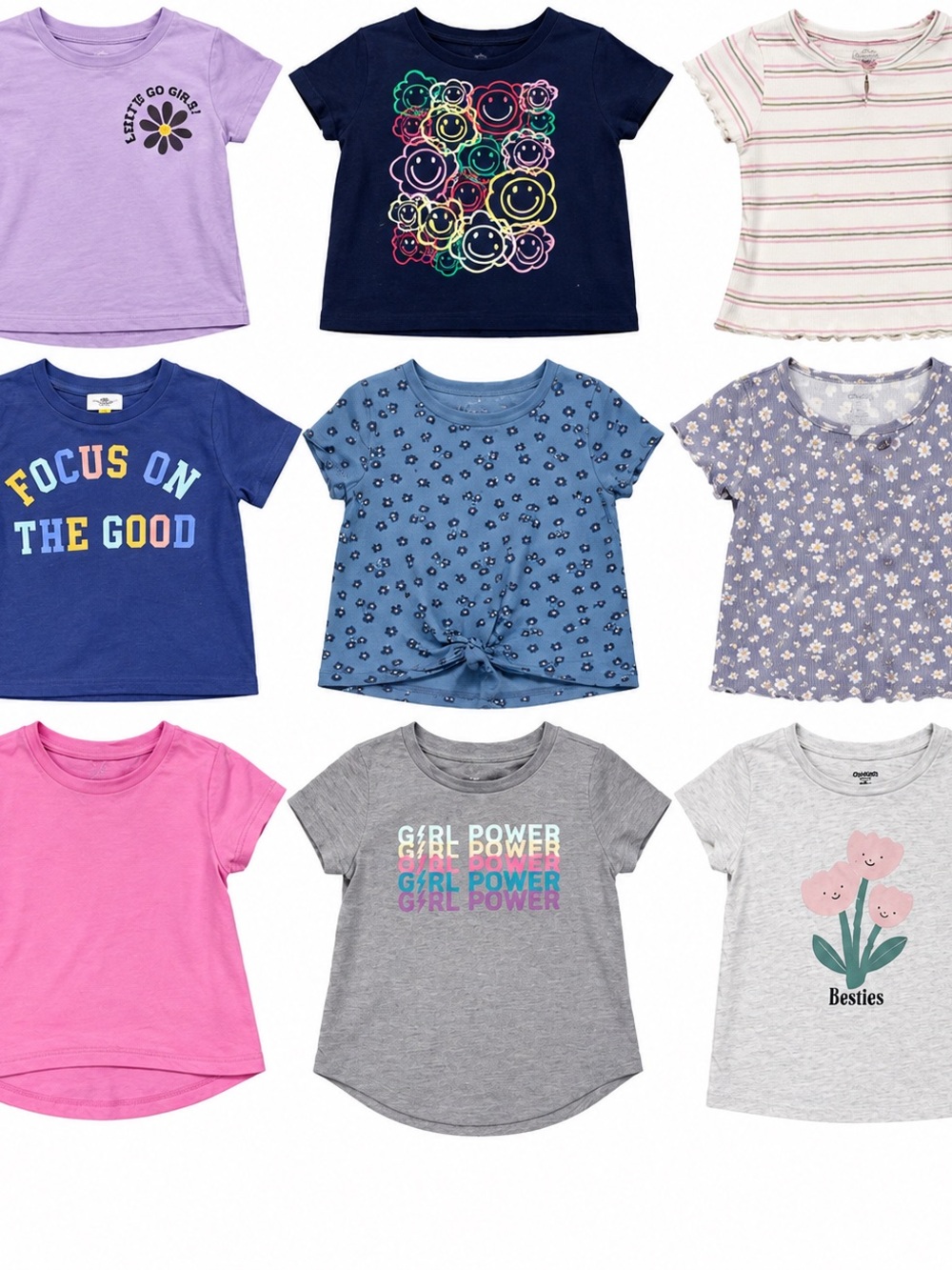 Girls' Assorted Graphic & Floral Tee - Multi Color Pack